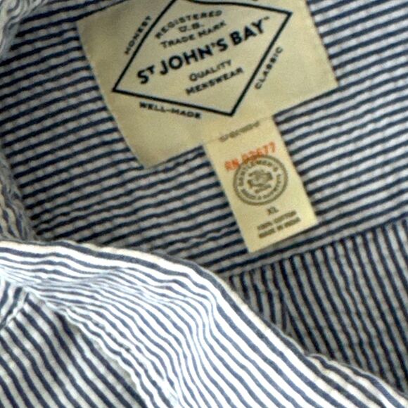St. John's Bay Seersucker Short Sleeve‎ Men's Button Down Shirt Sz XL EUC - Picture 4 of 5